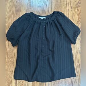 Excellent condition LOFT Ann Taylor Black Short Sleeve Blouse with Button Detail